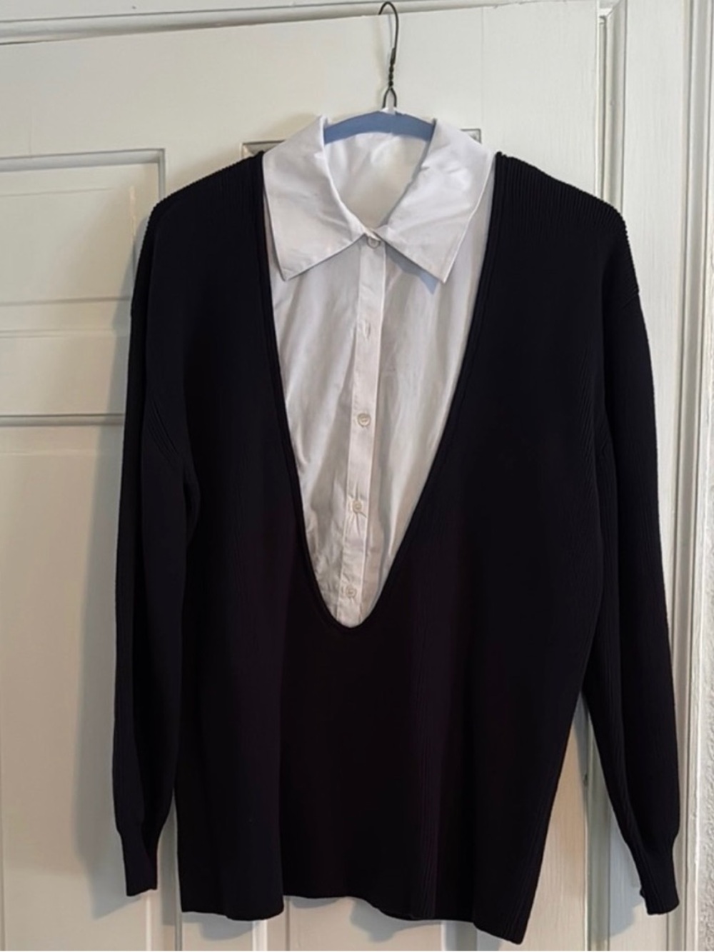 Staud Coast Relaxed-Fit Bib Collar Sweater